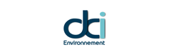 dci Environnement : Logo officiel de l'entreprise. Logo dci Environnement stylisé en bleu foncé et turquoise clair. Le 'd' et le 'c' sont liés, symbolisant l'expertise environnementale.