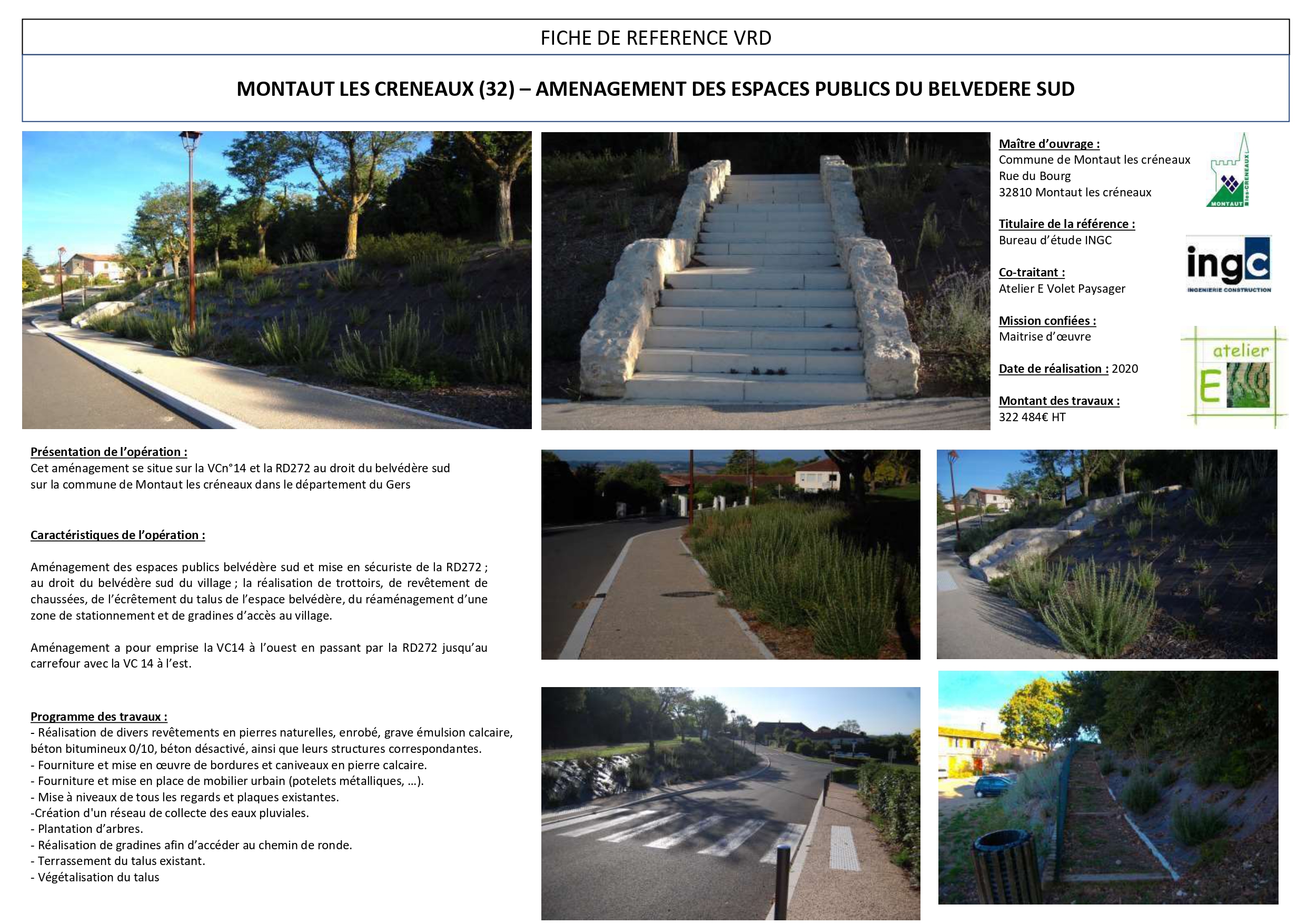 MONTAUT LES CRENEAUX (32) – Aménagement des espaces publics du Belvèdere Sud